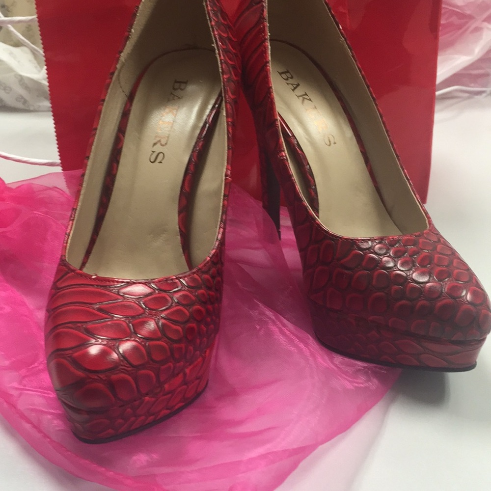 Amazing red faux snake heels!